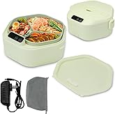 SL Nevnmoe Cordless Electric lunch box, Battery Powered Heated Lunch Box,Food Heate 1L Adjustable heating time Comes three compartments Used for trucks, camping, offices