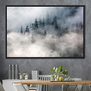 signwin Framed Canvas Wall Art Foggy Mountains Aerial...