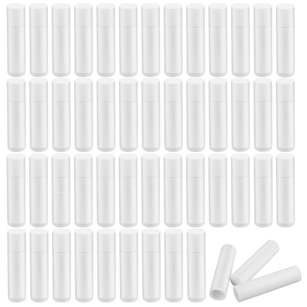 Dadabig 50 PCS Lipstick Container, Refillable DIY Lip Gloss Container, Empty Plastic Tube Balm with Lid, for DIY Homemade Lipstick, White
