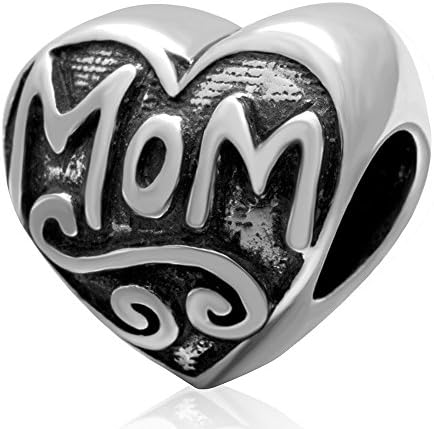 Mom Charm 925 Sterling Silver Love Mother Charm mother plot Christmas charm for Pandora charm Bracelet or Woman Necklace (A)