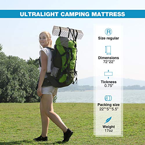 REDCAMP Closed Cell Foam Sleeping Pad for Camping, 22" Wide Lightweight Folding Camping Pad for