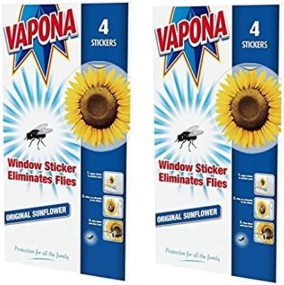 Vapona 2 X Window Stickers Sunflower X 8 Insect Flies Wasp Pest Attractor &amp; Eliminator Killer (2 Packs)