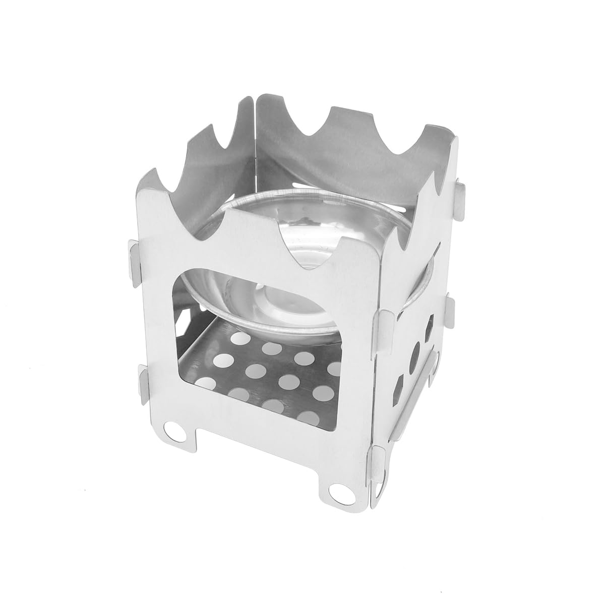 NUZAMAS Portable Stainless Steel Wood & Alcohol Camping Stove