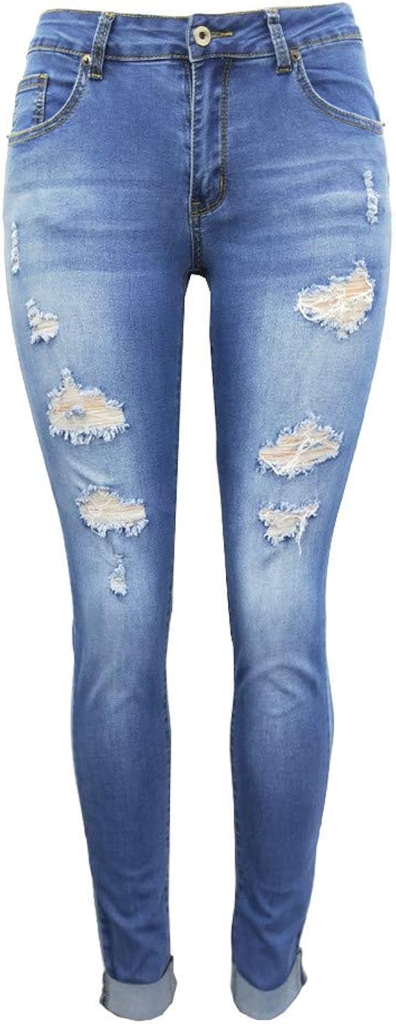 Amazon Zonglian パンツ 女性 人気 19 穴グラデーションデニムセクシー レディース ストレwomen Hight Waisted Skinny Hole Denim Jeans Stretch Slim Pants Calf Length Jeans ジーンズ 通販