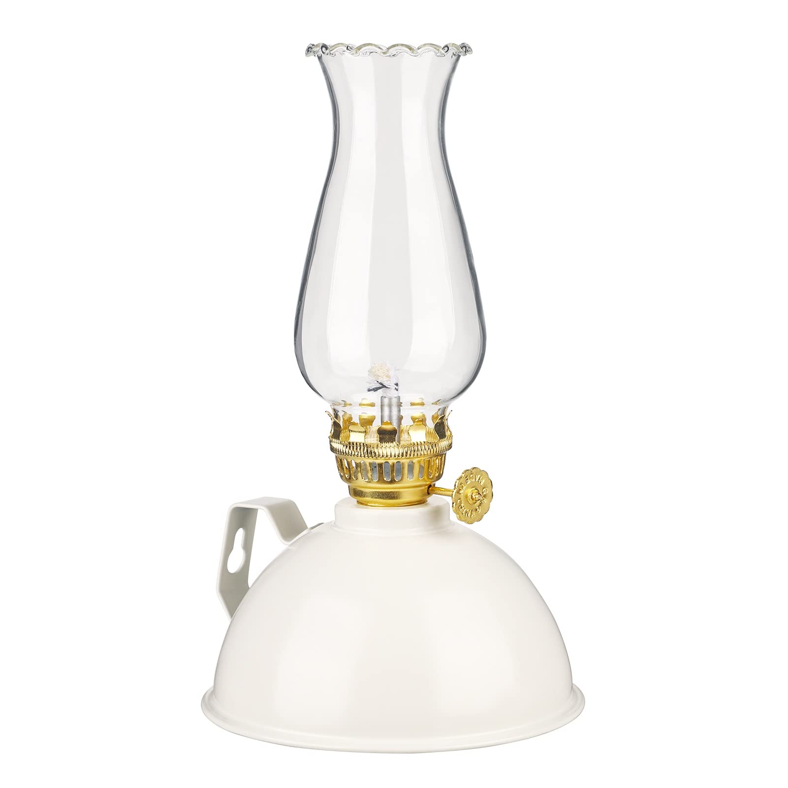 amanigo 7.48in Mobil Lamp Metal Belt Handle Oil Lamp For Camping Home Kitchen Bedroom Restaurant (Color : White-A)