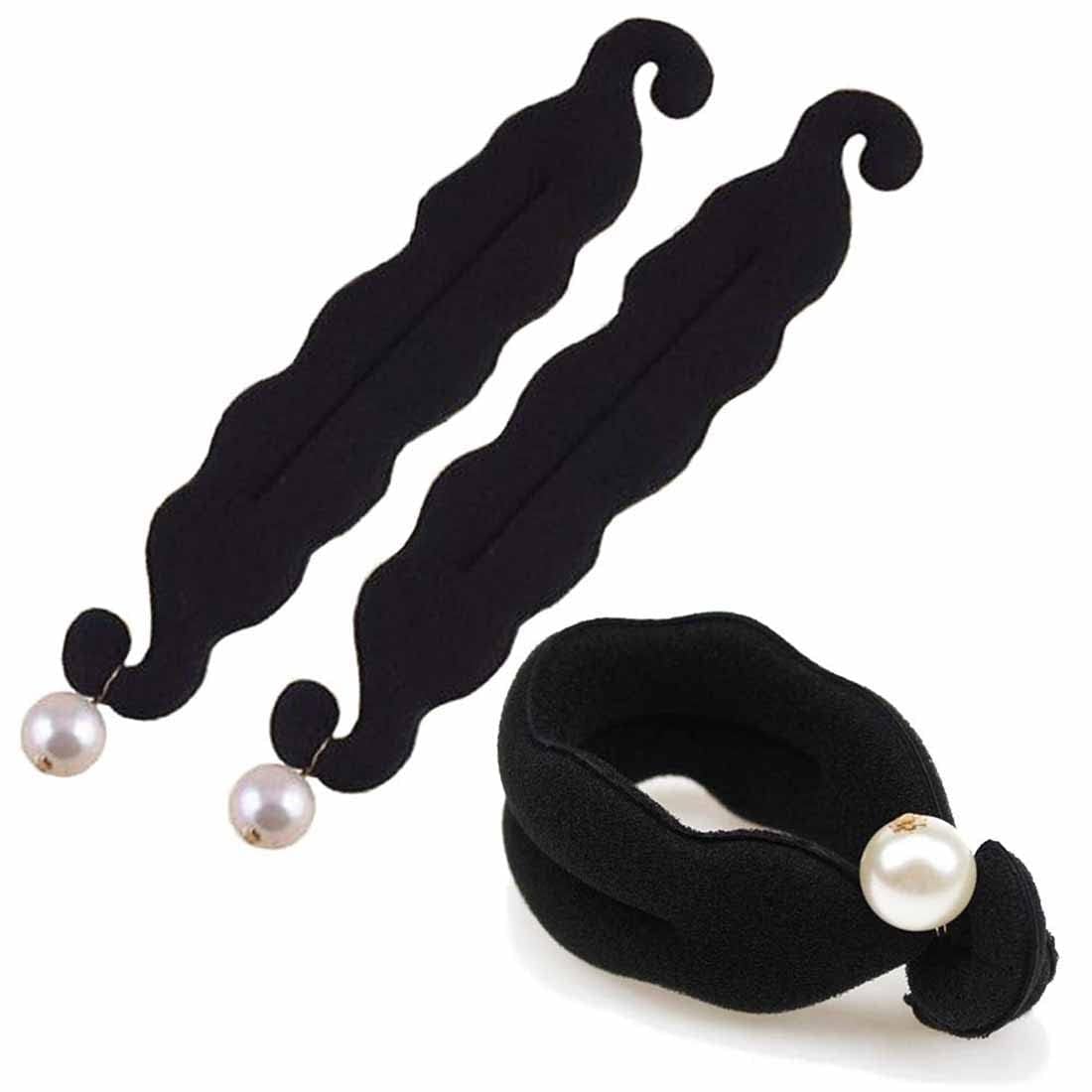 Pearl Hair Bun Maker - 2Pcs Magic Bun Twister, Lazy Hair Curler Clips, Twist Curler Donut Tools for Girls & Women Gift