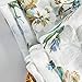 MRTREES Short Tier Curtains Sheer Kitchen Tiers Blue Flower Leaf Printed Bathroom Cotton Blend Tiers 25x36 Inch Half Window Treatment Floral Print Cafe Curtains Rod Pocket Set 2 Panels