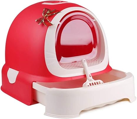 Bac A Litiere Bac Litiere Pour Chats Maison De Toilettes Pour Chat Toilette Pour Chat Super Autonettoyante Facile A Nettoyer Anti Eclaboussures Et Desodorisant Adaptee Aux Chats Roses Rouge Amazon Fr Animalerie