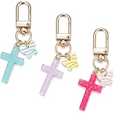SWJEWEL Cute Small Cross Keychain Set for Women Multicolor Pack Glitter Blue Rose Purple Little Butterfly Car Keys Ring Accessories Clip Handbag Purse Backpack Pendant Charms LILYCROSS-RBP