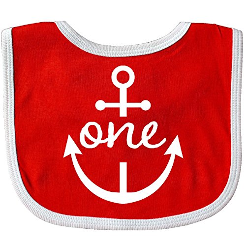 Inktastic - 1st Birthday Outfit Anchor Nautical Baby Bib Red/White