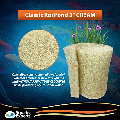 Aquatic Experts Cream COARSE Pond Filter Pad 2 inch Thick Bulk Roll Water Garden Filter Pond
