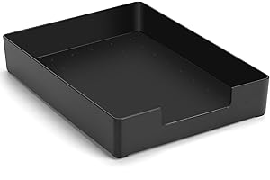 izBuy Letter-Size Tray Desk Letter Tray Paper Tray - Single-Tier Plastic (1-Pcs) Stackable Desktop Organizer Paper Holder Front-Load Documents Tray for Office Supplies File, Black