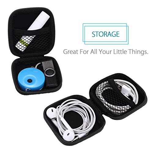 Meuxan 6-Pack 6 Color Earbud Case Earphone Storage Pouch with Carabiner for USB Cable Flash Drive and More