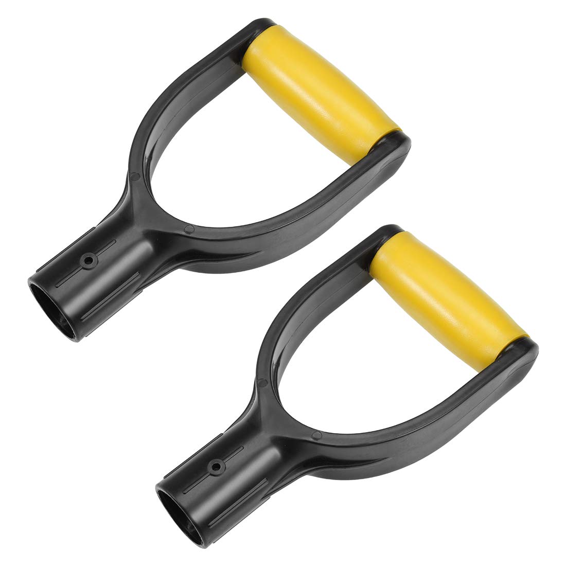 sourcing map Shovel D Grip Handle, 32mm Inner Dia PVC for Digging Raking Tools Yellow 2Pcs