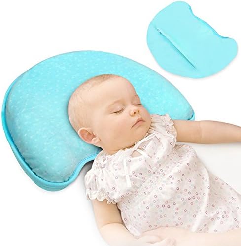 Baby Memory Pillow ZackX Soft Breathable Newborn Infant Foam Cushion with 2 Removable Cover for 0-12 Months Toddler Sleeping and Syndrome Plagiocephaly Flat Head Prevention, Light Blue