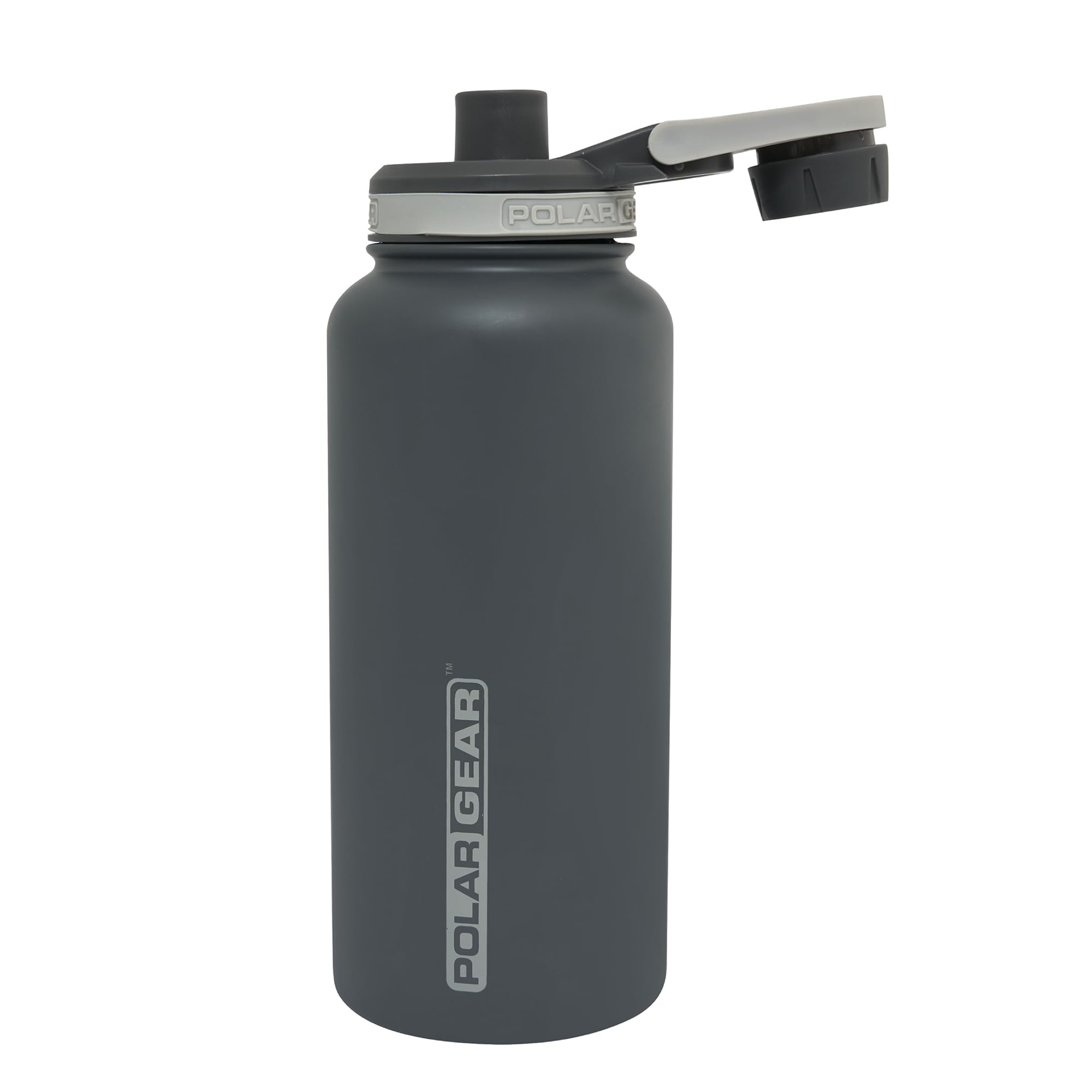 Polar Gear Stainless Steel Water Bottle 1L - Double Wall Vacuum Insulated Water Bottles with Dust Cover Screw Cap, Leakproof Metal Water Bottle, BPA Free Drinking Bottle with Carry Handle (Graphite)