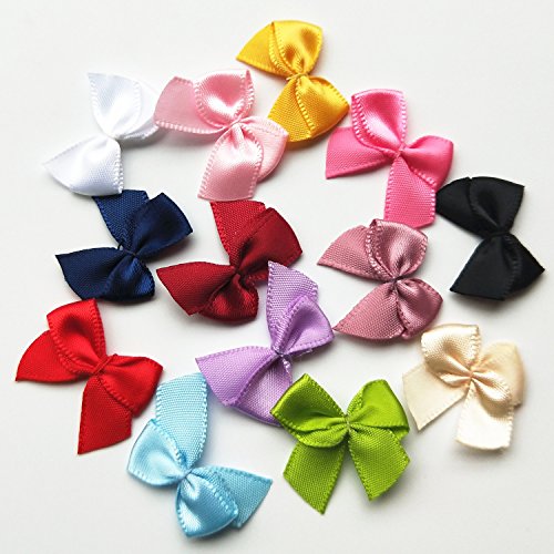 Mosheng Accessory 65pcs Mix Lots Satin Ribbon Bows Rose Flowers Sewing Craft Ribbon Mini Bows Wedding Home Party Clothes Decoration (Mix)