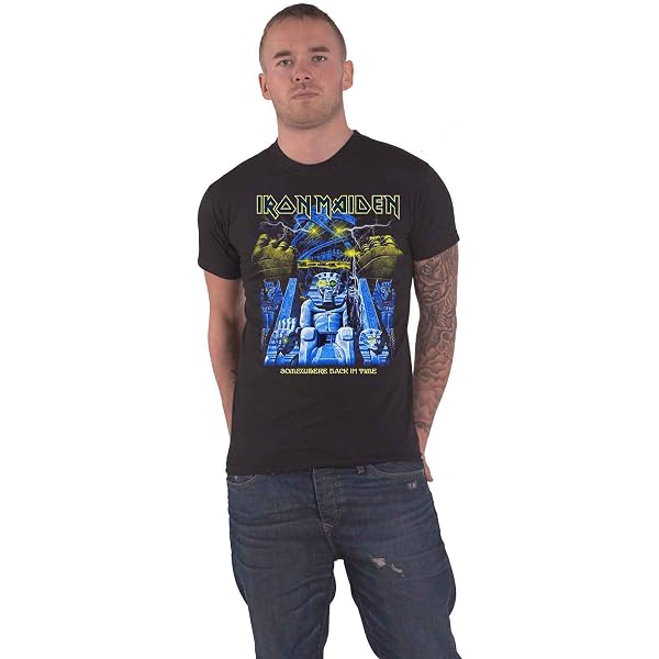 Iron Maiden "Somewhere In Time" Official Men's T-Shirt - Black, Diamond Band Logo, 100% Cotton, Size M