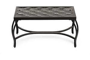 Mango Steam Free Standing Patio Garden Weave Bench, Metal Bronzed Black