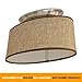 Dream Lighting 12Volt DC Fabric Light Fixture with Brown Burlap Elliptical Oval Ceiling Light Shade - LED Decor Lamp with Switch- 0.49A, 6W,