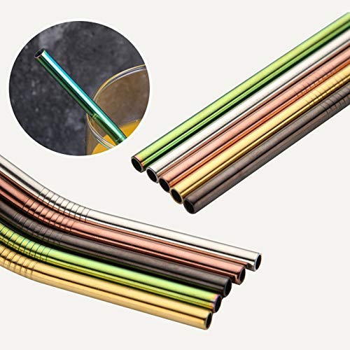 Fishyu 10pcs Edelstahl Trinkhalme mehrfarbige Wiederverwendbare Trinkhalm für Tumbler kaltes Getränk – Bild 5