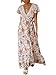 TEMOFON Womens Boho Wrap Dresses: Casual V-Neck Short Sleeve Women Summer Dress Beach Bohemian Floral Maxi Midi Size S Beige