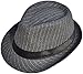 YoungLove Men's Gangster Structured Pinstripe Short Brim Fedora Hat Womens Fedora Hat Grey Fedora, Grey Black