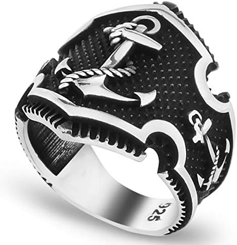 mysilverworldSolid 925 Sterling Silver Sailor's Anchor Men's Ring
