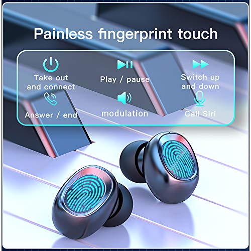 gdfh Bluetooth 5.1 Wireless Earbuds with Wireless Charging Case Waterproof TWS Stereo Headphones in Ear Built in Mic Headset Premium Sound with Deep Bass for Sport