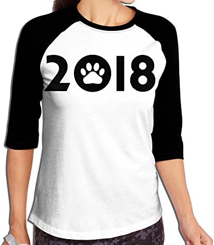WWOJWBU 2018 Dog Chines New Year Women's Casual Half Sleeve Printed Tee