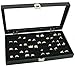 Novel Box® Glass Top Black Jewelry Display Case + 72 or 36 Slot Ring Display Insert + Custom NB Pouch …
