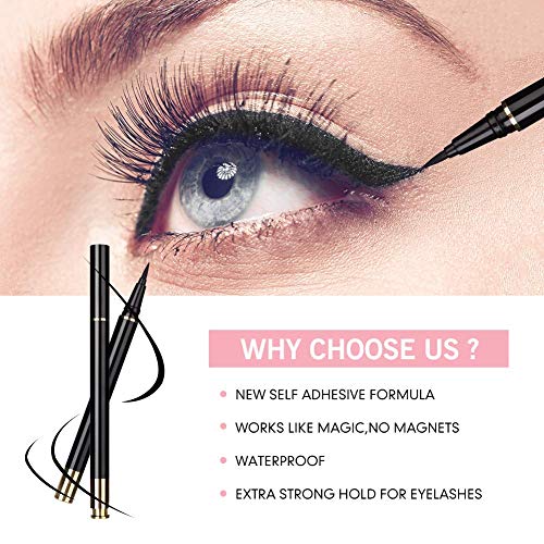 2 IN 1 Black Selfadhesive Eyeliner,Upgraded Eyeliner Liquid Adhesive,Waterproof Eyeliner Glue