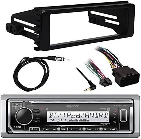 Kenwood Marine Digital Media Bluetooth Receiver, Metra 1998-2013 Harley-Davidson Single-DIN Dash Kit, Antenna - 40"