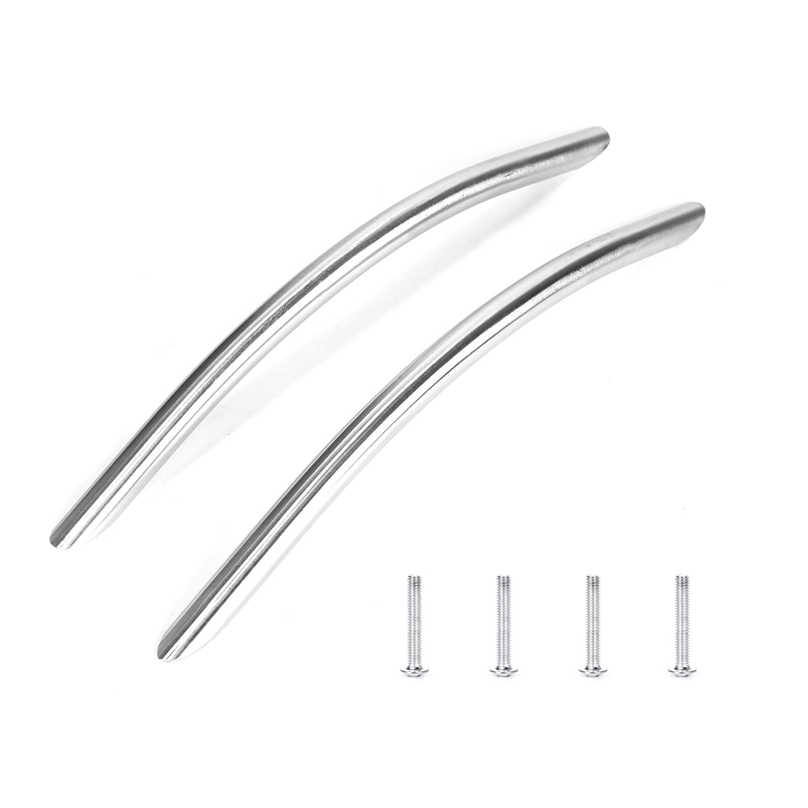 Ruimou 2Pcs Cabinet Pull,Cabinet Hardware,6.29''(160mm) Center to Center, Stainless Steel Solid Handles with Screws for Kitchen Cabinet,Furniture Drawer Pulls (Arc-Shaped Silver Pulls)