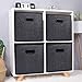 homyfort Cloth Storage Bins, Foldable Cubes Box Basket Organizer Container Drawers with Dual Plastic Handles for Closet, Bedroom, Toys,Set of 4 Black with Pattern 13