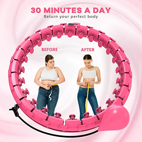 Gurzita Infinity Hoop for Adults Weight Loss,Weighted Fit Hoops for Exercise,24 Knots Detachable Fitness Hoop