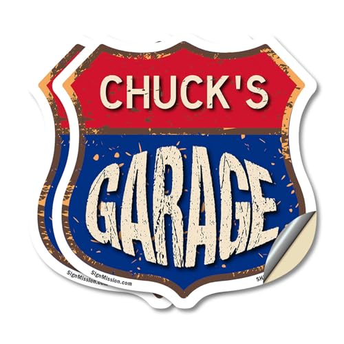 Chuck's Garage (2 Pack) 12 inch X 12 inch Shield Shaped Heavy Duty 3.2 mil Viny…