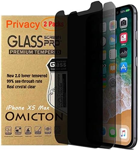 Omicton Compatible with iPhone XS Max 6.5", New-tech Privacy Tempered Glass Screen Protector, 9H Hardness(Like an knief) with 2.5D Curve Edge, More Sharpness & Anti Spy, Case Friendly, Easy Install