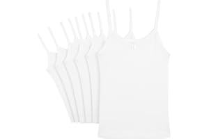 Rene Rofe Girls Camisole - 6 Pack 100% Cotton Soft Girls Undershirts - Lightweight Spaghetti Strap Tank Top (Sizes: 2T-14)
