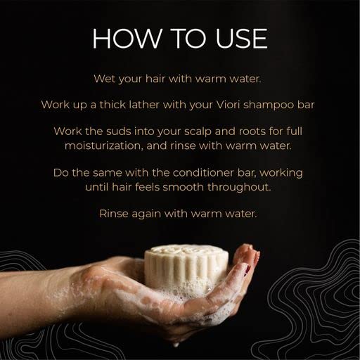 Viori Terrace Garden Shampoo and Conditioner Bar Set and Bamboo Holder- Made with Rice Water for Hair Growth - Handcrafted Sulfate Free Shampoo and Conditioner