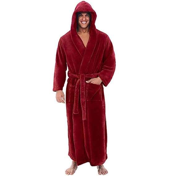 Mens fleece hooded robe Clearance