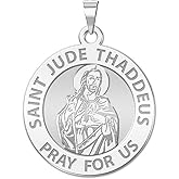 PicturesOnGold.com Saint Jude Round Religious Medal Exclusive in 1 inch size of a quarter -Sterling Silver