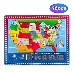 Garlictoys 46 Pieces USA Map-The Learn Puzzle