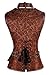 Charmian Women's Retro Goth Spiral Steel Boned Brocade Steampunk Bustiers Corset with Jacket and Belt Brown X-Large