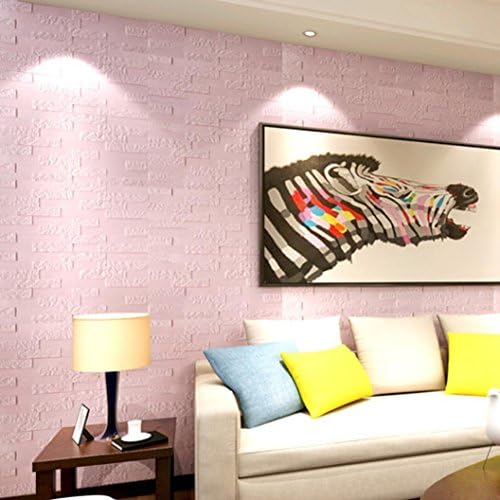 Yeefant Wall Decoration Wall Stickers,Yeefant PE Foam 3D Wallpaper DIY Wall Decor Embossed Brick Stone For Kids Safty,Anti-Collision Child,Safety and Environmental Protection,24x24x0.3 Inch,Pink