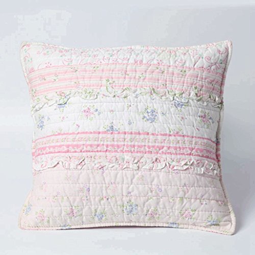 Cozy Line Home Fashions Pink Rose Romantic Lace Floral Flower Printed 3D Stripe Cotton Bedding Quilt Set Reversible Coverlet Bedspread for Girls Women (Pink Lace, Decor Pillow - 1pc)