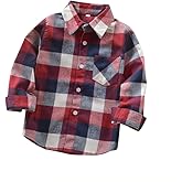 Toddler Kids Baby Boys Girls Flannel Plaid Shirt Long Sleeve Button Down Tops Outfits