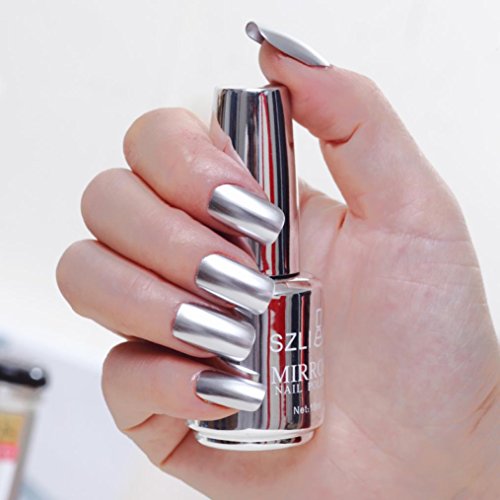 Hot Sale! Hongxin18ml Mirror Nail Polish Metallic Lacquer Silver Nail Mirror Effect Metal Gold Nail Gel Polish Base Top Coat Nails Art Manicure Creative Gift for Her Clearance Christmas Gift (L)