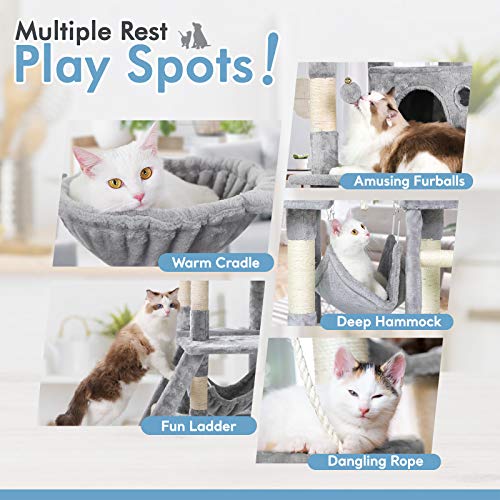 rabbitgoo Cat Tree Cat Tower 61" for Indoor Cats, MultiLevel Cat Condo