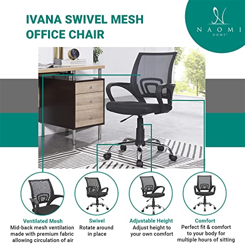 Naomi Home Mesh MidBack Height Adjustable Swivel Office Chair with